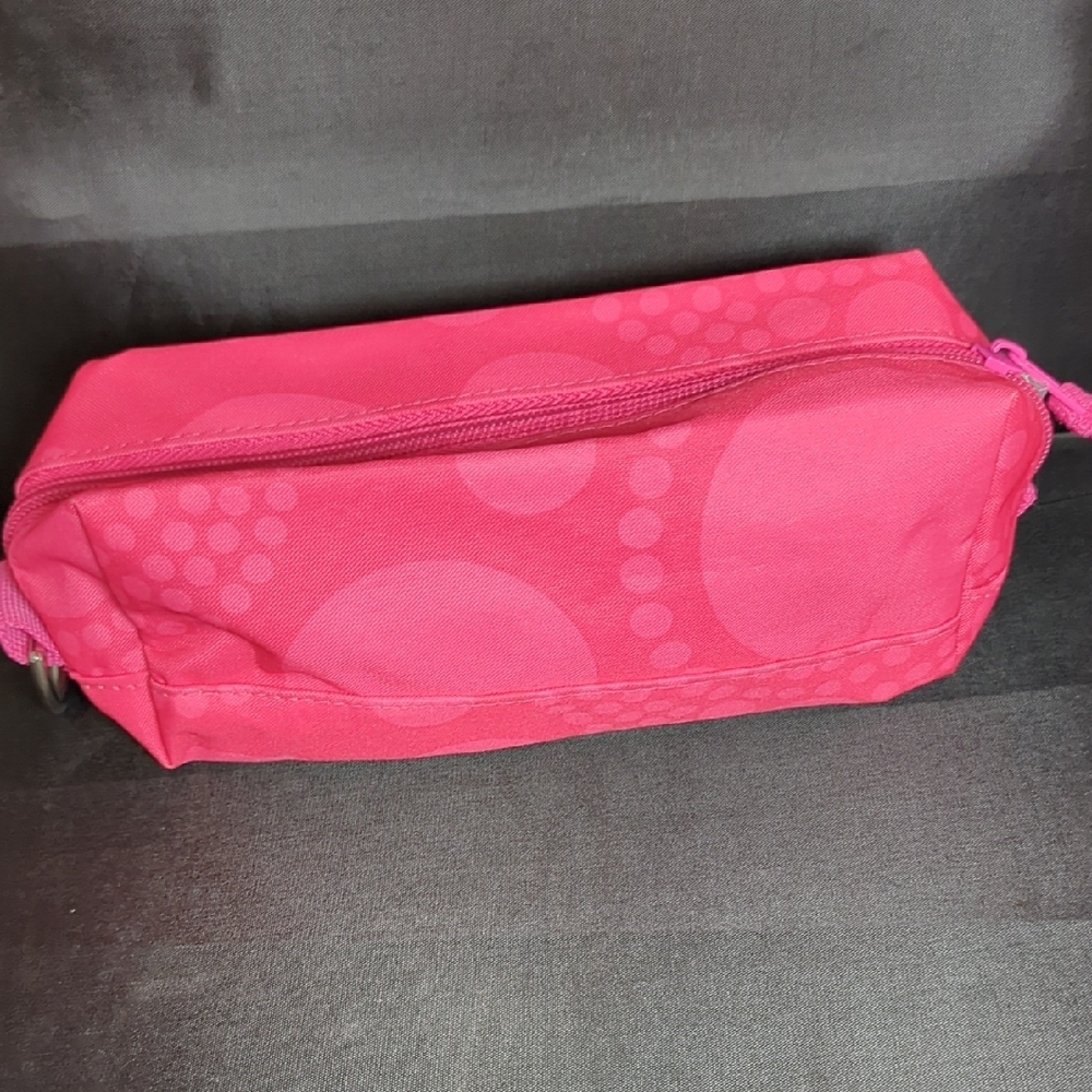Thirty-One Pink Circle Spirals Pencil or Makeup Pouch new - Picture 1 of 2